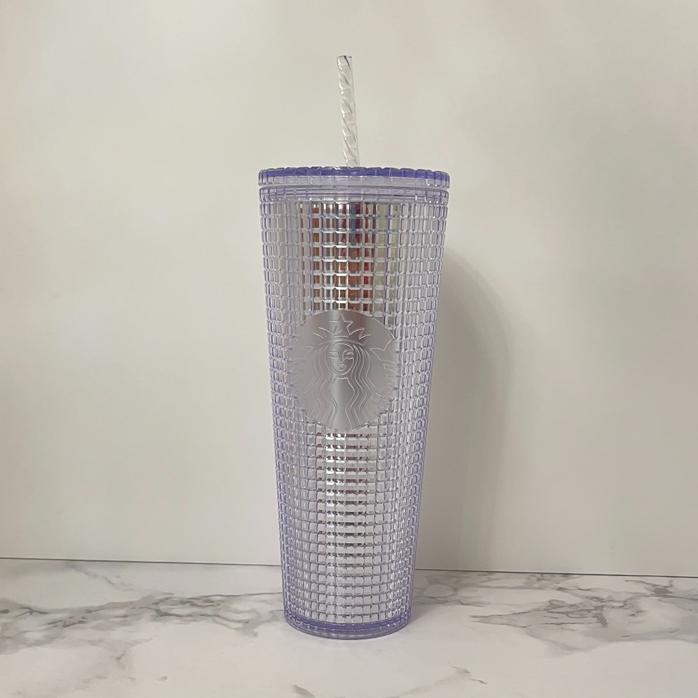 NEW Starbucks Holiday 2020 Clear Silver Grid Disco Cold Cup Tumbler Venti 24 oz